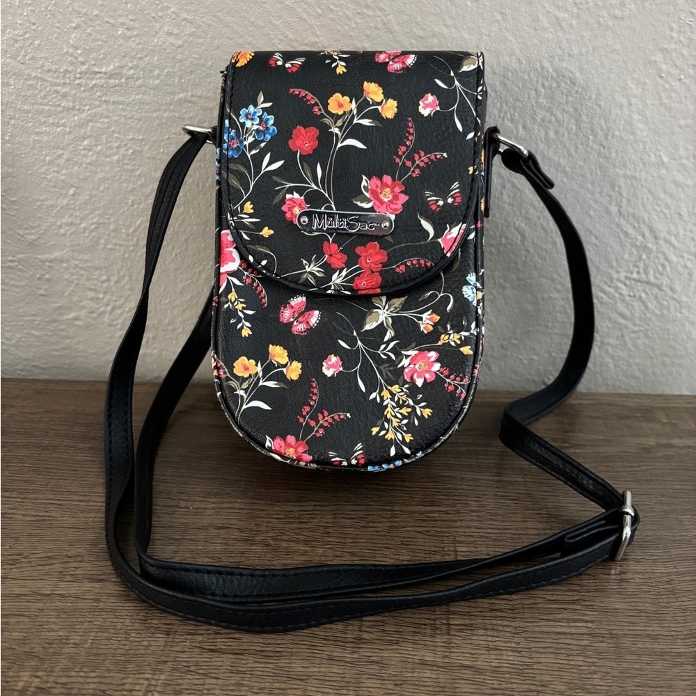 Multi Sac Small Black Multicolor Floral Crossbody Bag